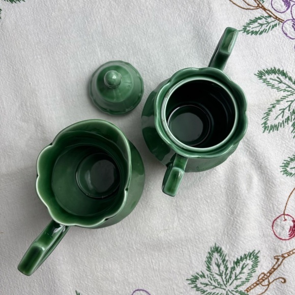 Royal Staffordshire J & G Meakin heirloom ironstone green creamer & sugar bowl - Picture 2 of 8